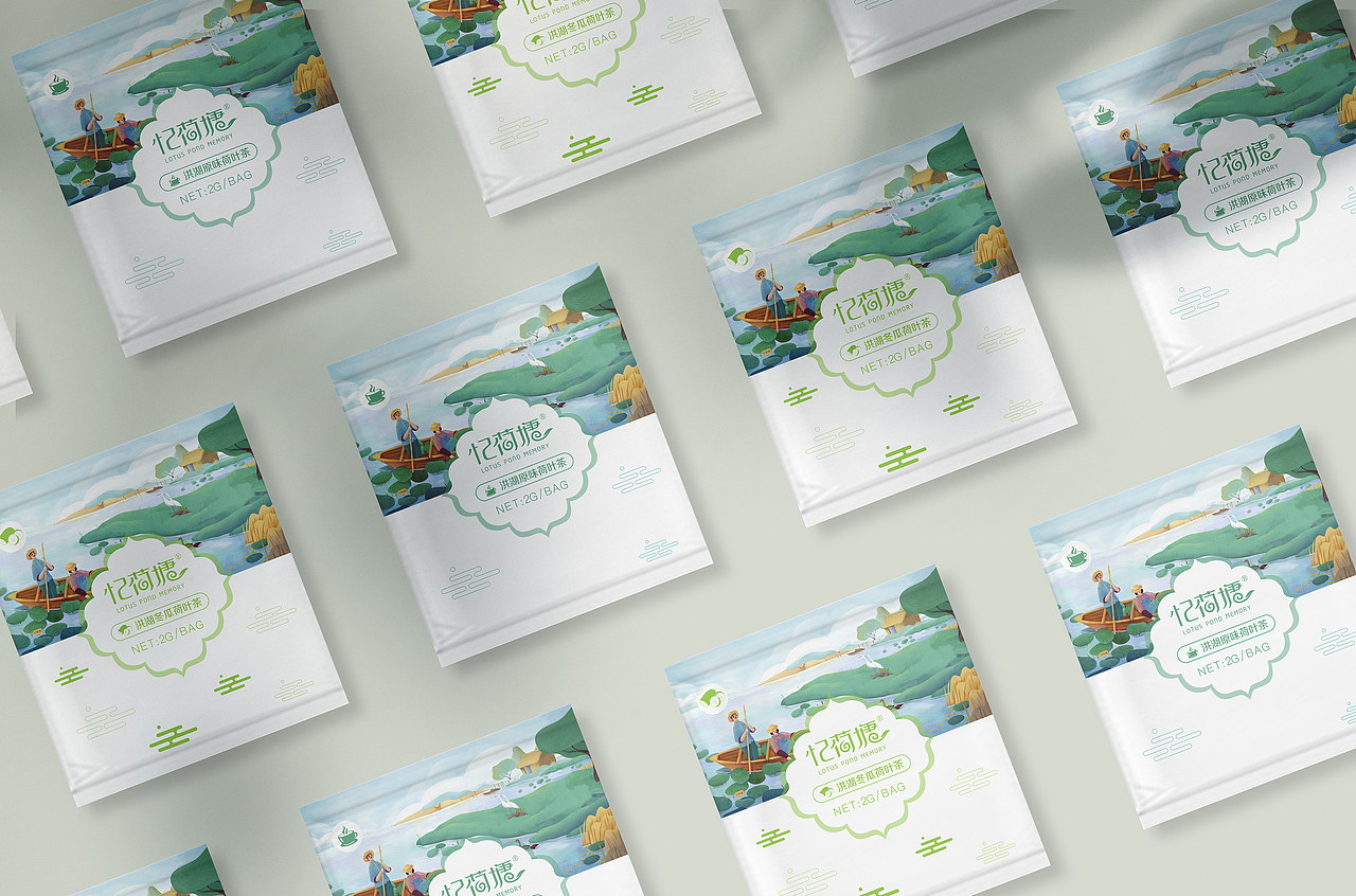 塞尚设计×孢子菌,忆荷塘插画包装设计