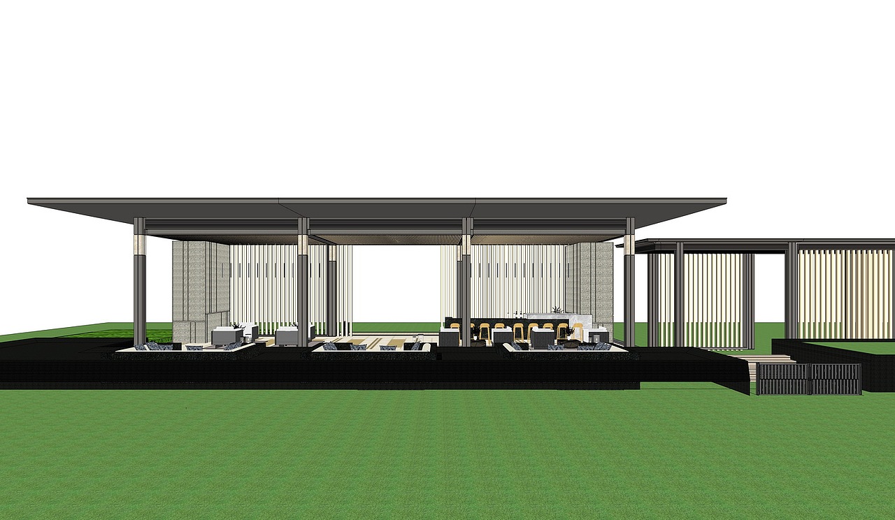 现代廊架SU模型下载