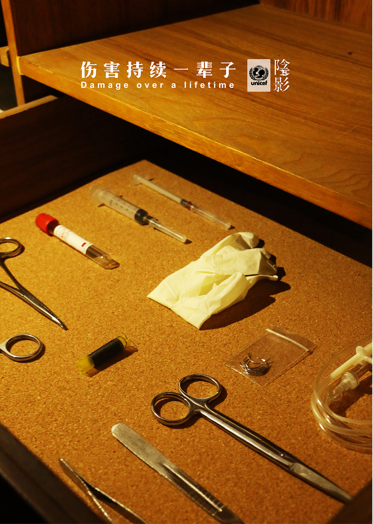 第四幅是大学阶段,内心的阴暗再次升级开始收藏一些常人无法理解的东西,解刨一些尸体.