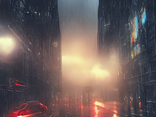 #AI创作实验室#雨天/老街/以雷霆击碎黑暗