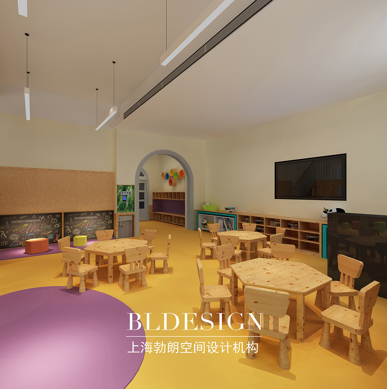 郑州专业幼儿园设计公司原木清新的幼儿园教室设计方案