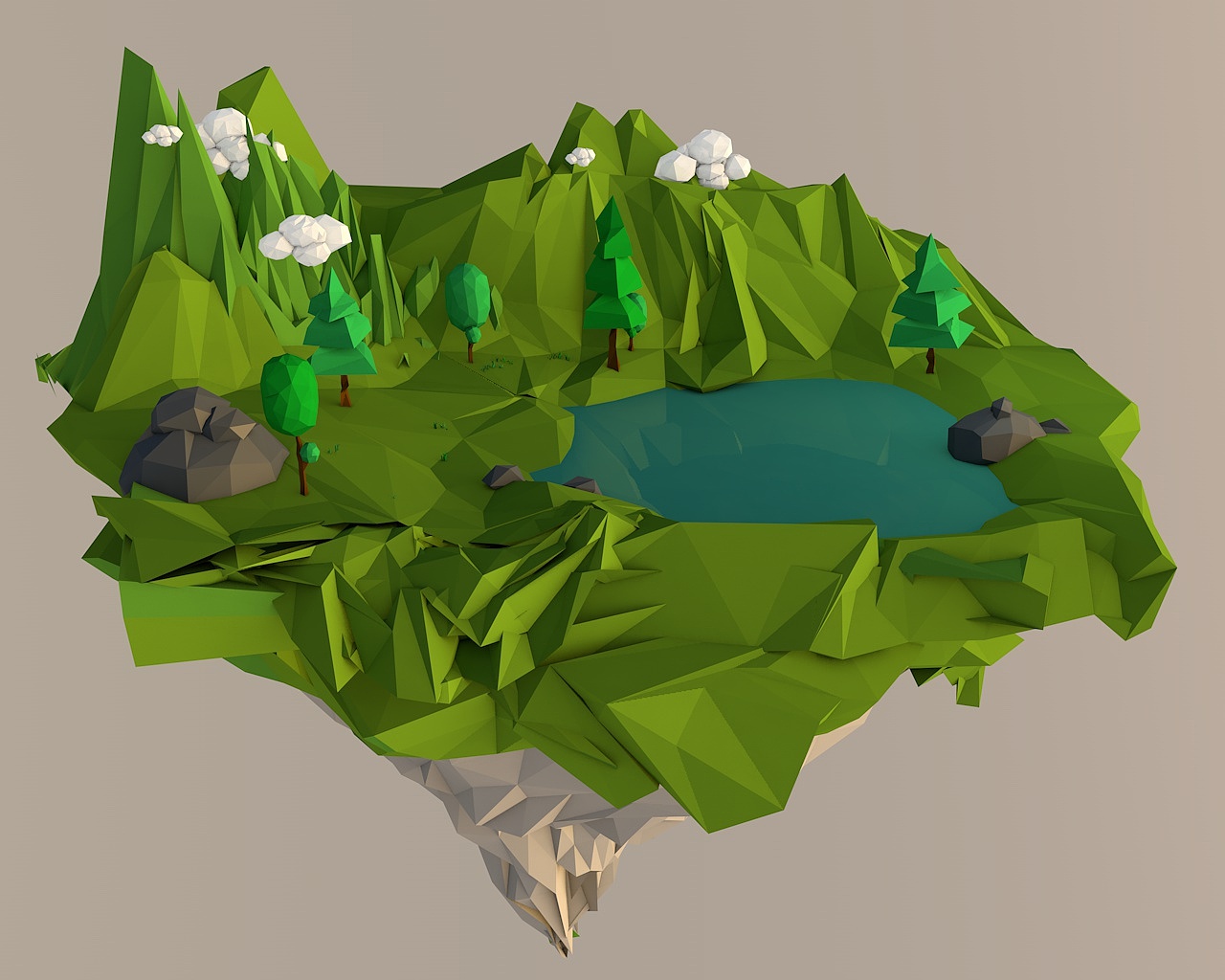 《空中小岛》- C4D插画（图ZMTExMDIxMTQ4） - 创作习作 - 站酷设计师大颗彩椒原创素材 - 站酷ZCOOL