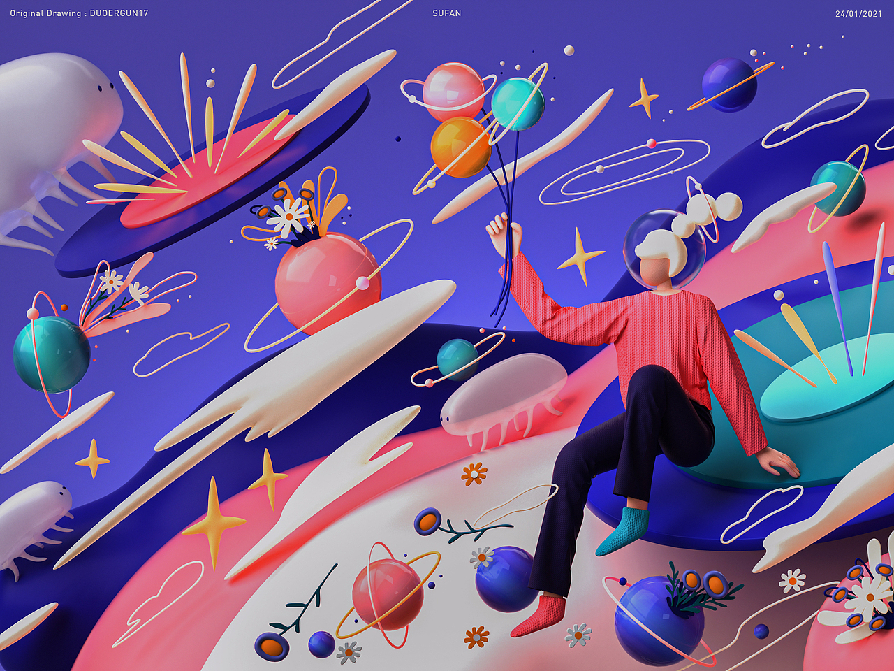 日与夜2d插画转3d练习