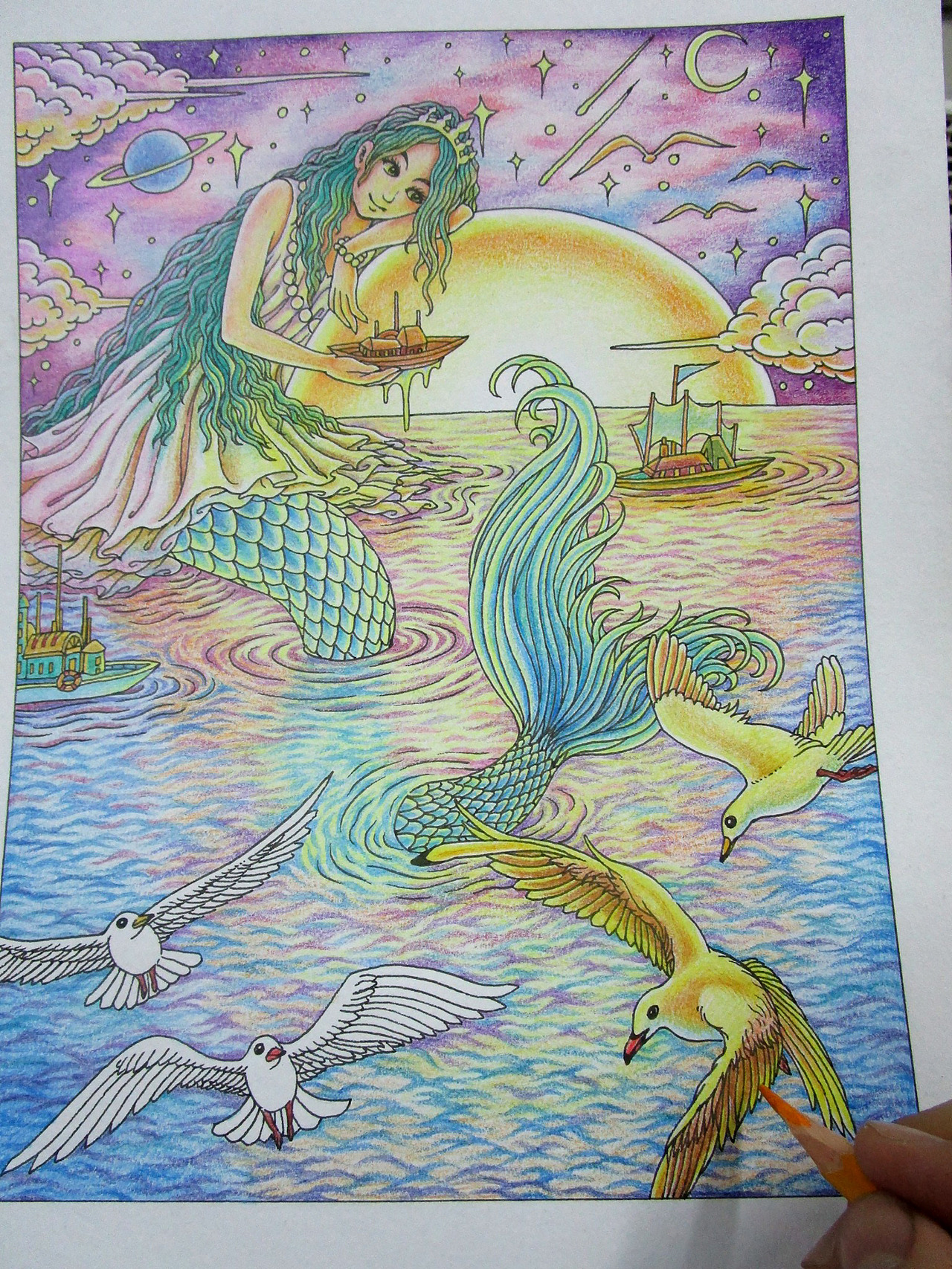 《美人鱼》彩铅手绘 过程详解(图ZMzk4MDU1NDg=) - 绘画 - 站酷设计师傅淳强画者之旅原创素材 - 站酷ZCOOL