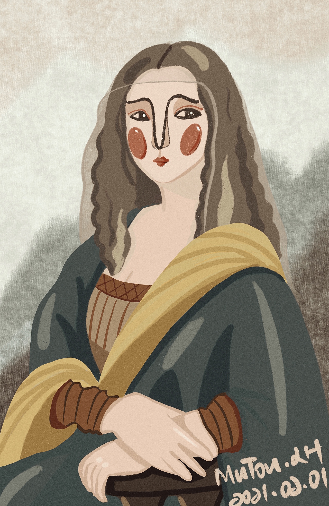 蒙娜丽莎的微笑名画转插画