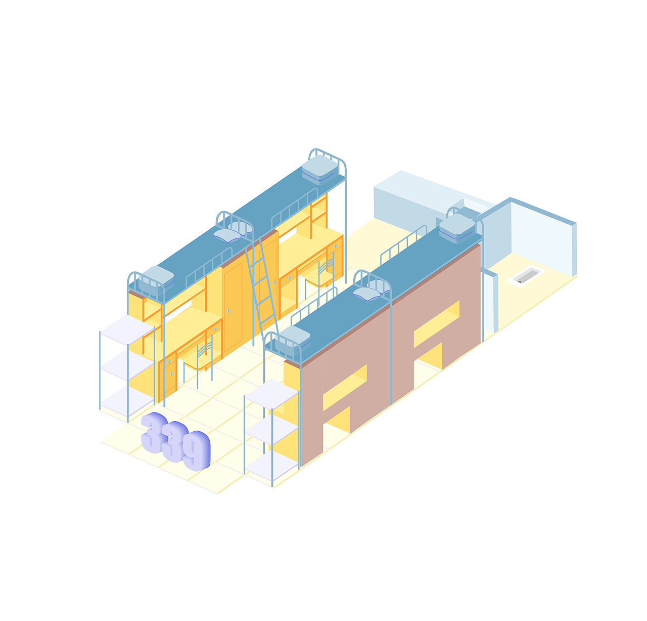 宿舍2.5维插画（图ZMTI1OTYxMjIw） - 创作习作 - 站酷设计师番薯番茄原创素材 - 站酷ZCOOL