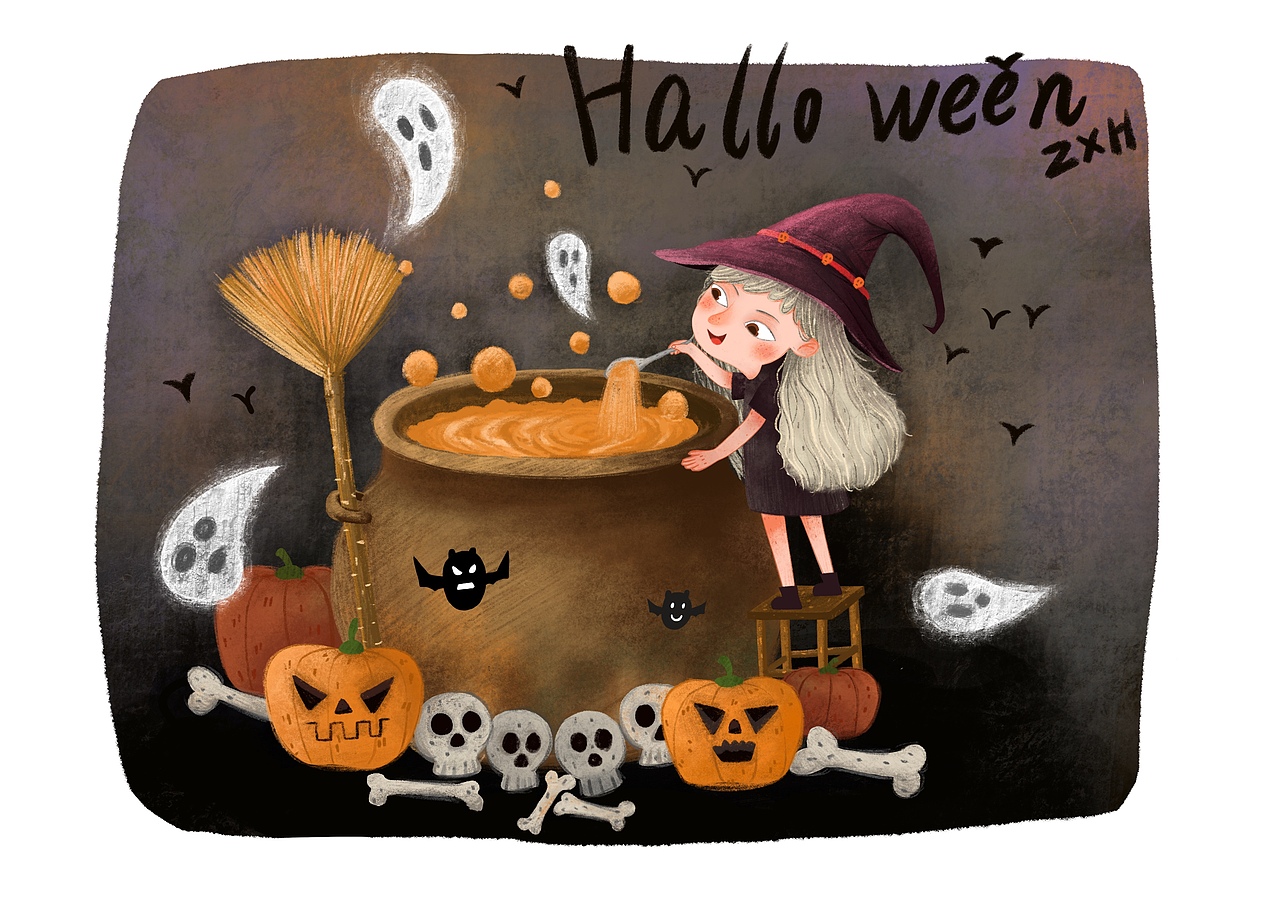 萬(wàn)圣節(jié)快樂(lè)（圖ZMTMzMzk1NzQw） - 兒童插畫 - 站酷設(shè)計(jì)師張小紅灬原創(chuàng)素材 - 站酷ZCOOL