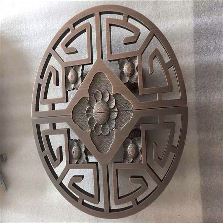 昊川酒店正大门圆形仿古铜雕刻拉手来图众钰定制