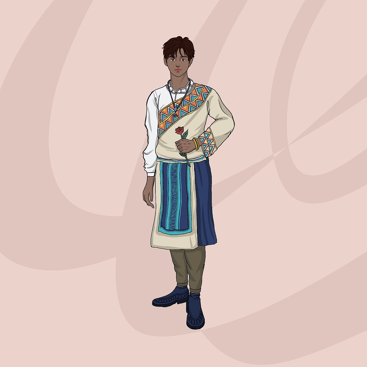 少数民族人物服饰插画（上 男生篇）（图ZMzIxMDM2Njcy） - 商业插画 - 站酷设计师是狸九妹呐原创素材 - 站酷ZCOOL