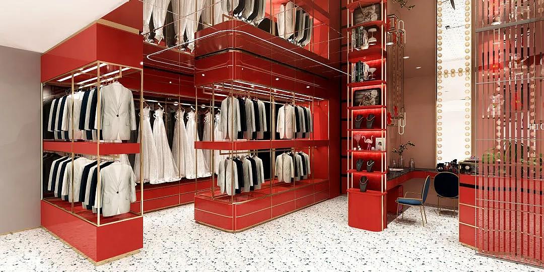 化妆间
正红的化妆间醒目亮眼，红色庄重优雅反衬婚纱纯洁无暇，玻璃顶面拉高视线，空间整体饱满立体。<br>愿总是需要彼此，帮助对方找到自己的闪光点，拥抱彼此相伴一生。