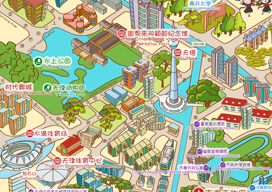 天津旅游手绘地图（图ZNDUxNDM3MzY=） - 宣传物料 - 站酷设计师MJC0909原创素材 - 站酷ZCOOL