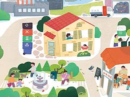 《有趣的垃圾分类》科普绘本 儿童插画