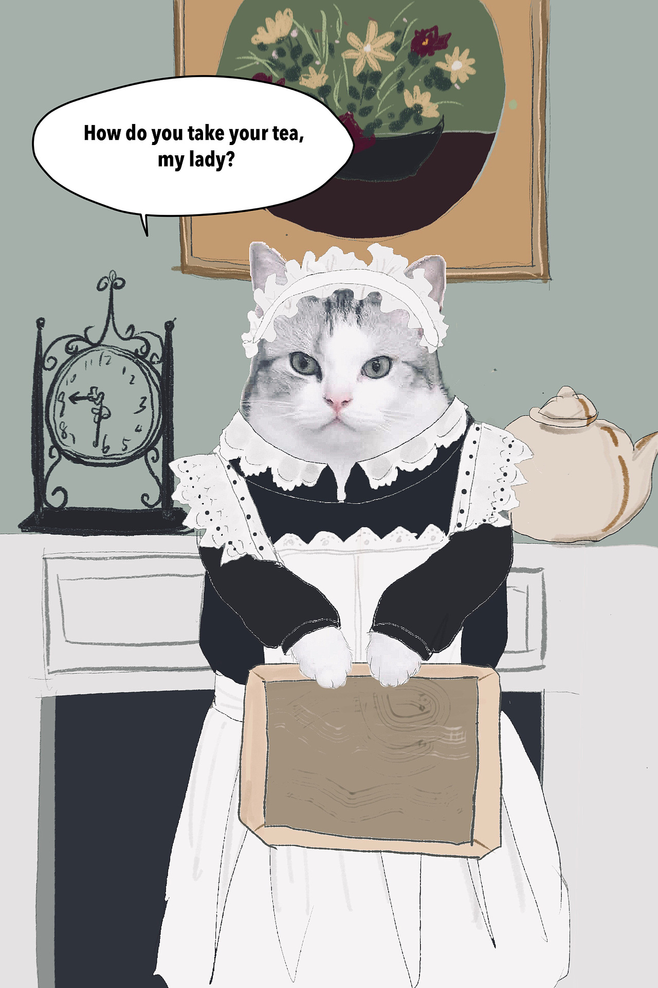 我的猫咪成精了（图ZMjE1MjY0Njg4） - 新锐潮流插画 - 站酷设计师爱茶O原创素材 - 站酷ZCOOL