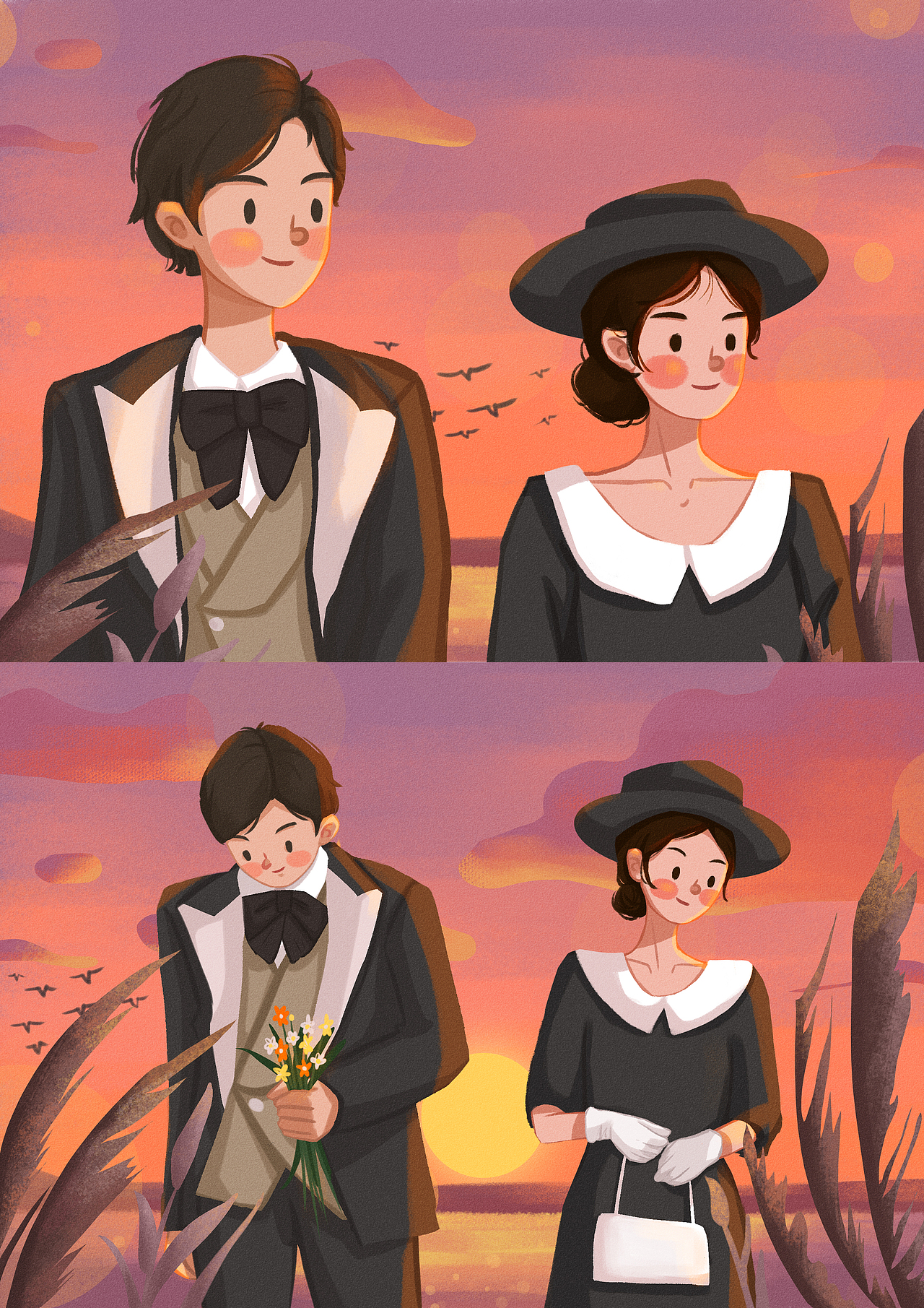 情侣插画系列（图ZMjk0MTM1NjEy） - 商业插画 - 站酷设计师苗苗719原创素材 - 站酷ZCOOL