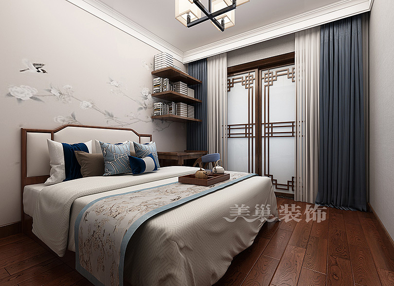 双湖花园190平大平层四居室装修，古典奢华的新中式风---次卧