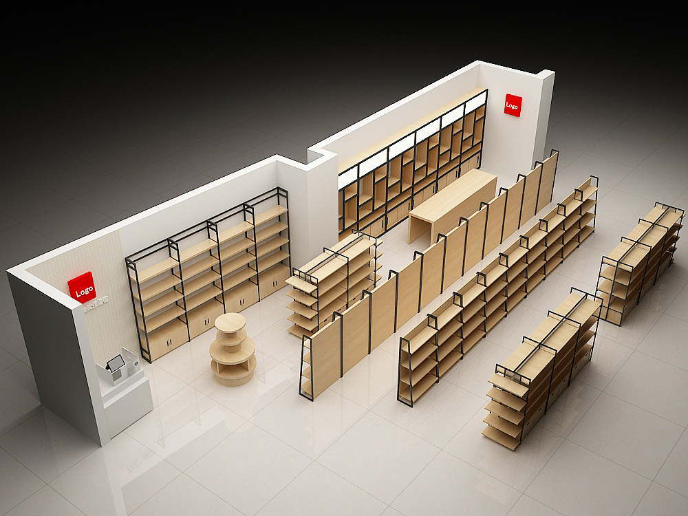 文具书店展示柜,书店木质展柜,韩国风格书店货架