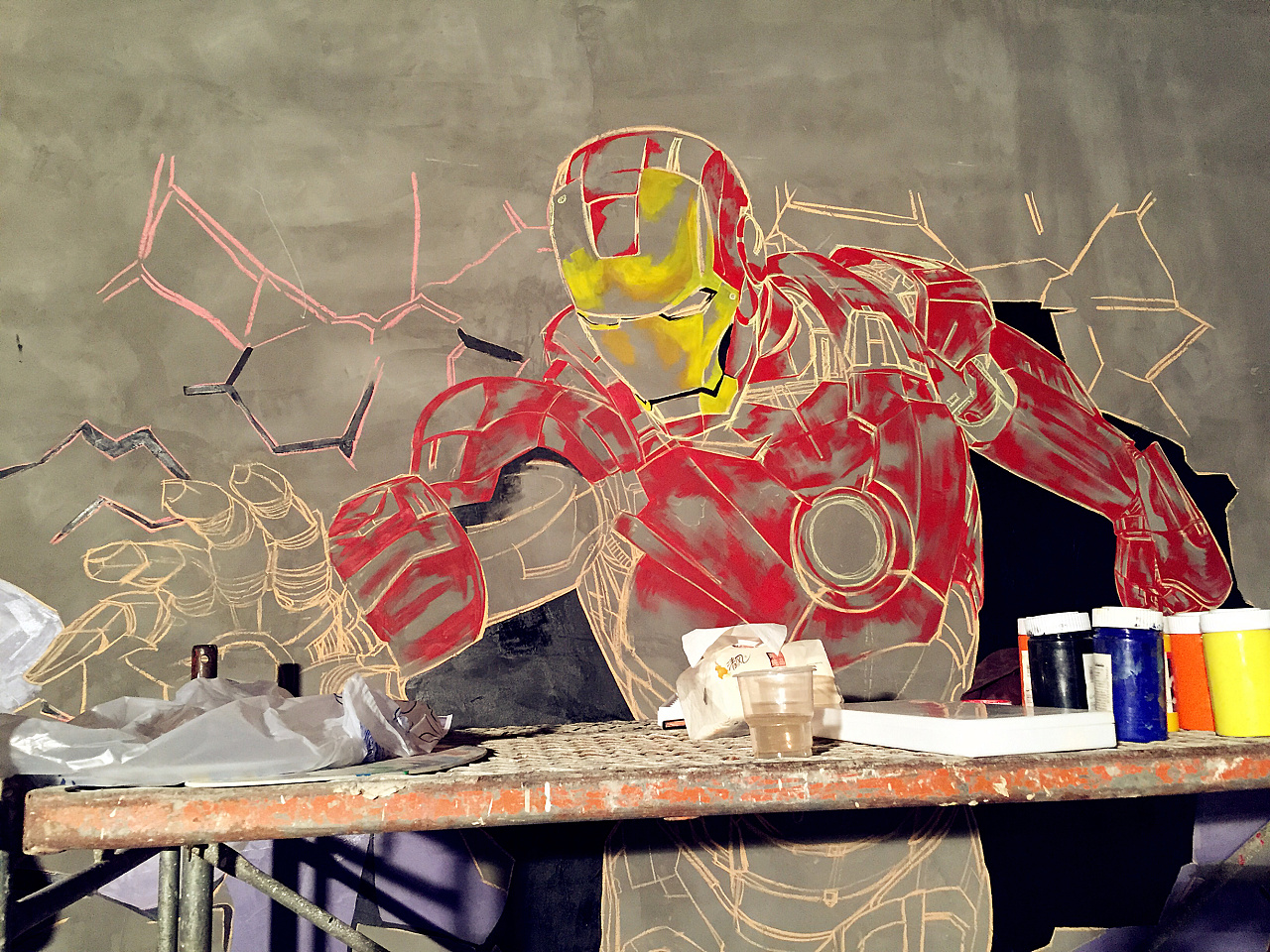 钢铁侠3d立体画 lol英雄联盟手绘墙