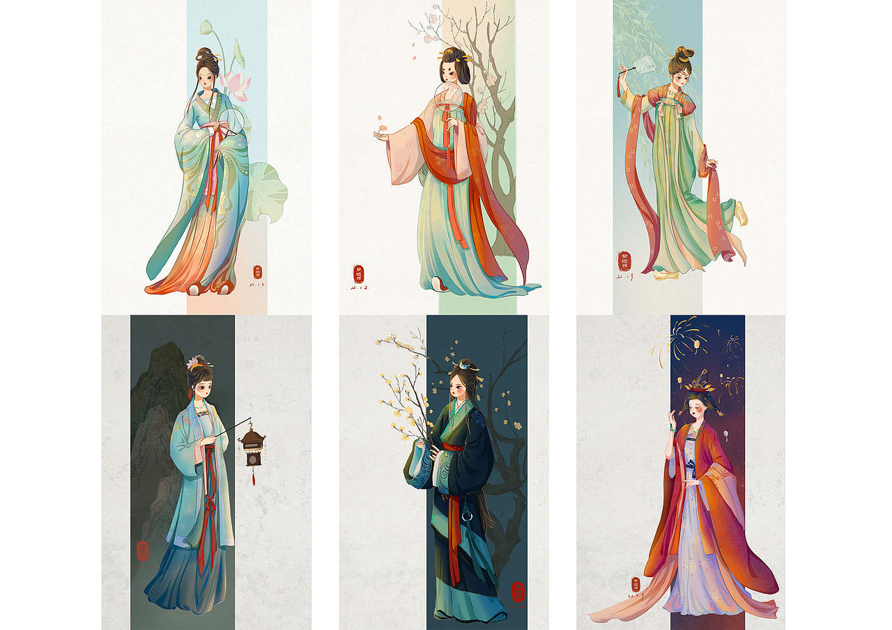 國(guó)潮插畫(huà)-華夏衣冠（圖ZMjkxMDIwNjky） - 商業(yè)插畫(huà) - 站酷設(shè)計(jì)師紫硯臺(tái)原創(chuàng)素材 - 站酷ZCOOL