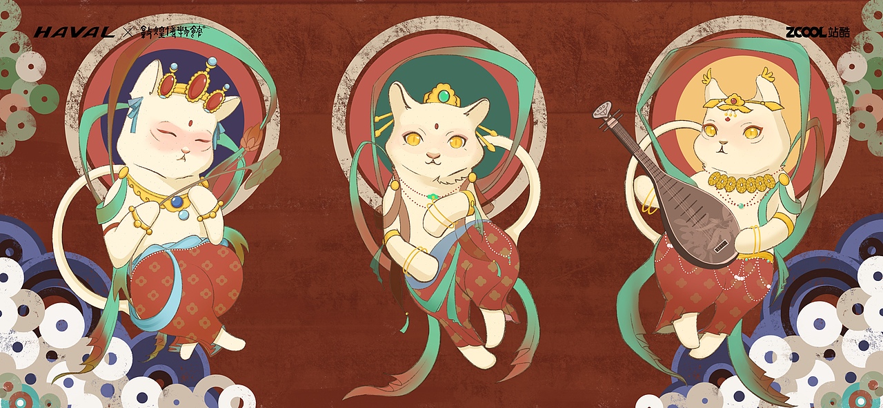 {敦煌毛孩子}（图ZMjg2MDY0MDU2） - 图案 - 站酷设计师咕噜轱辘肉原创素材 - 站酷ZCOOL