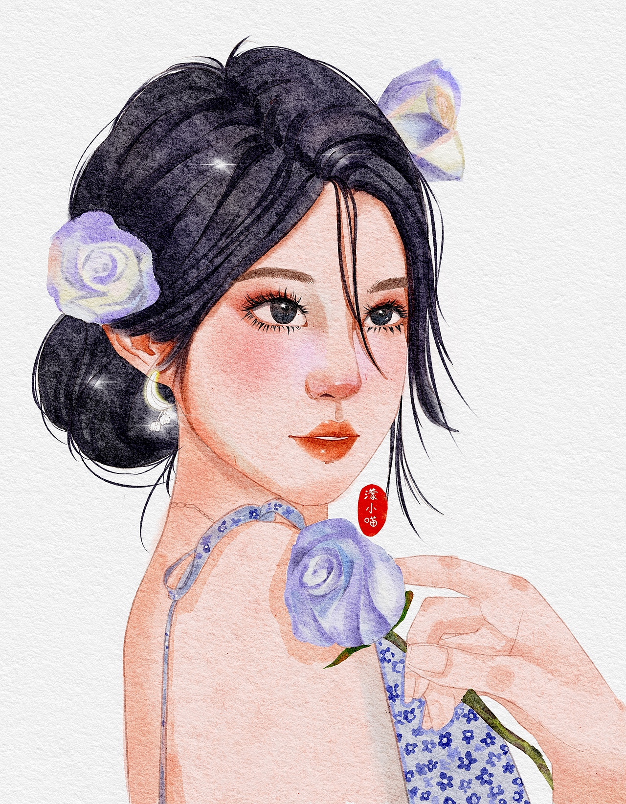 iPad绘画—水彩风少女头像插画