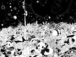 插画获奖作品《熊猫星球》