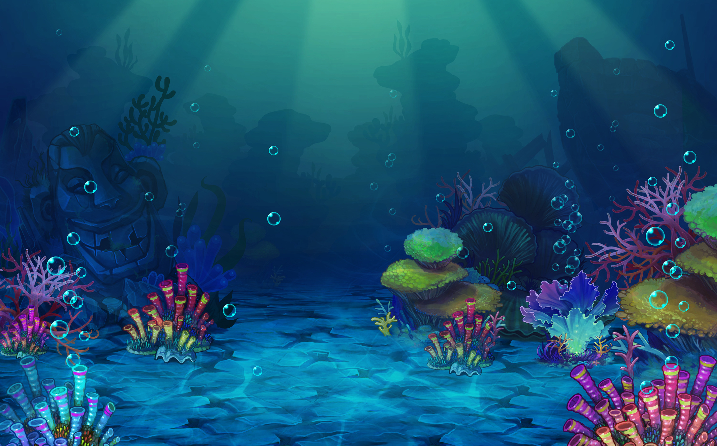 横版水下场景.|插画|游戏原画|莘儿 - 原创作品 - 站酷 (zcool)