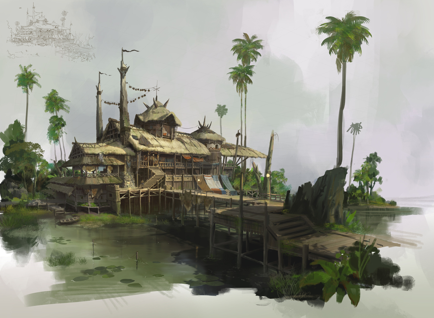 杜震-茅草木屋设计|插画|游戏原画|艺数绘eart - 原创作品 - 站酷