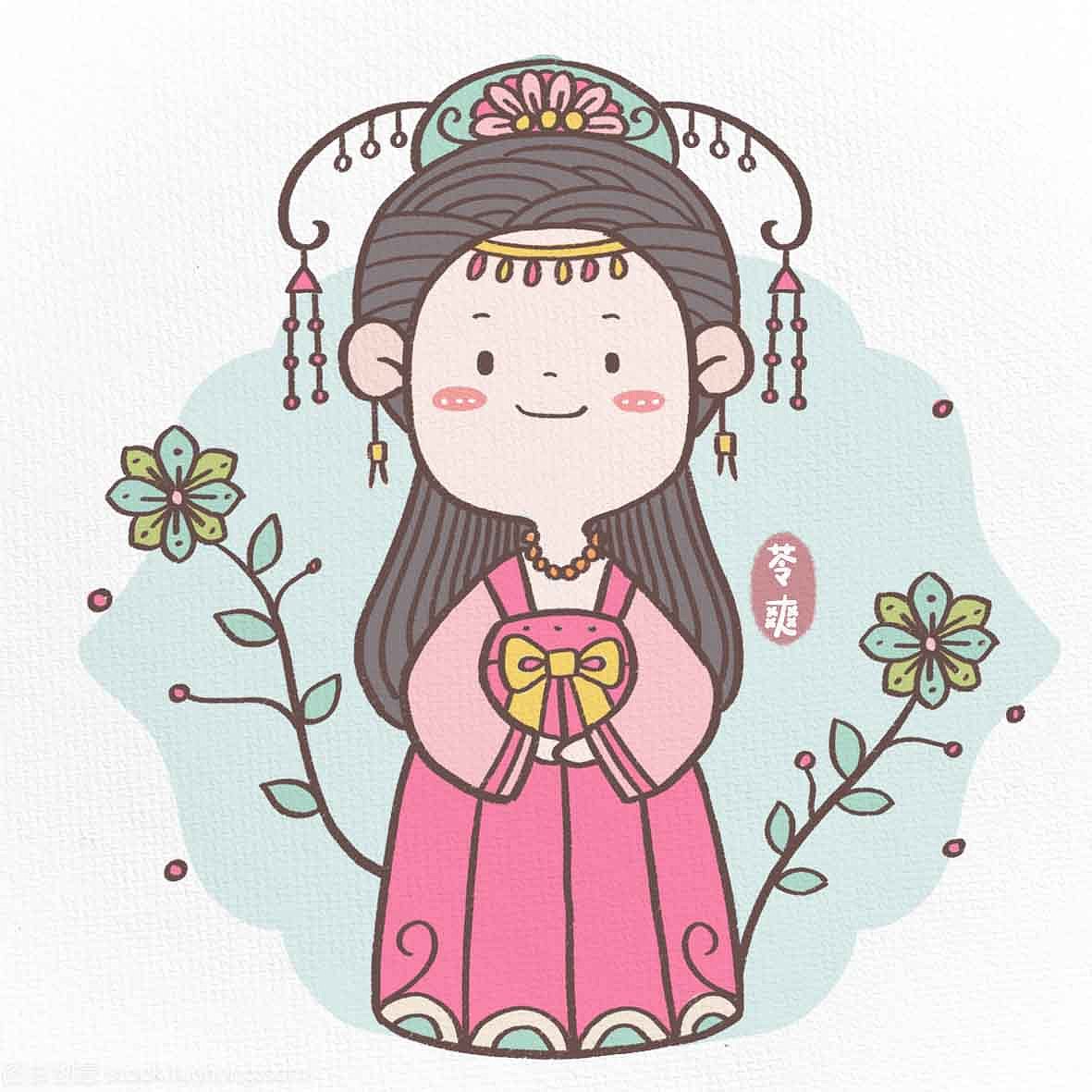 古风简笔画小姐姐