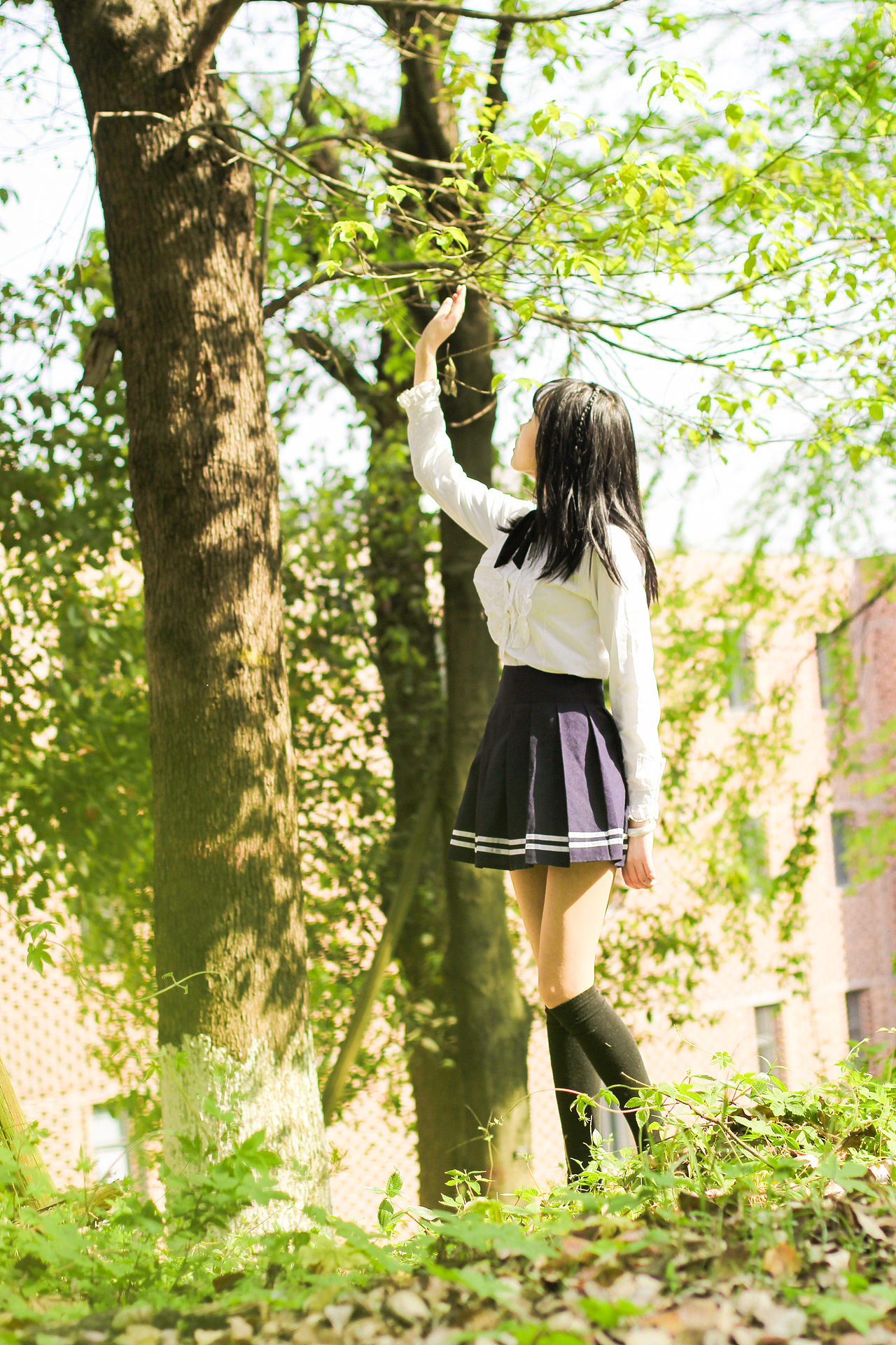 春晚绿野秀,岩高白云屯。身穿洁白衬衣的少女,你如同天使一般闪着光芒,让我移不开视线。