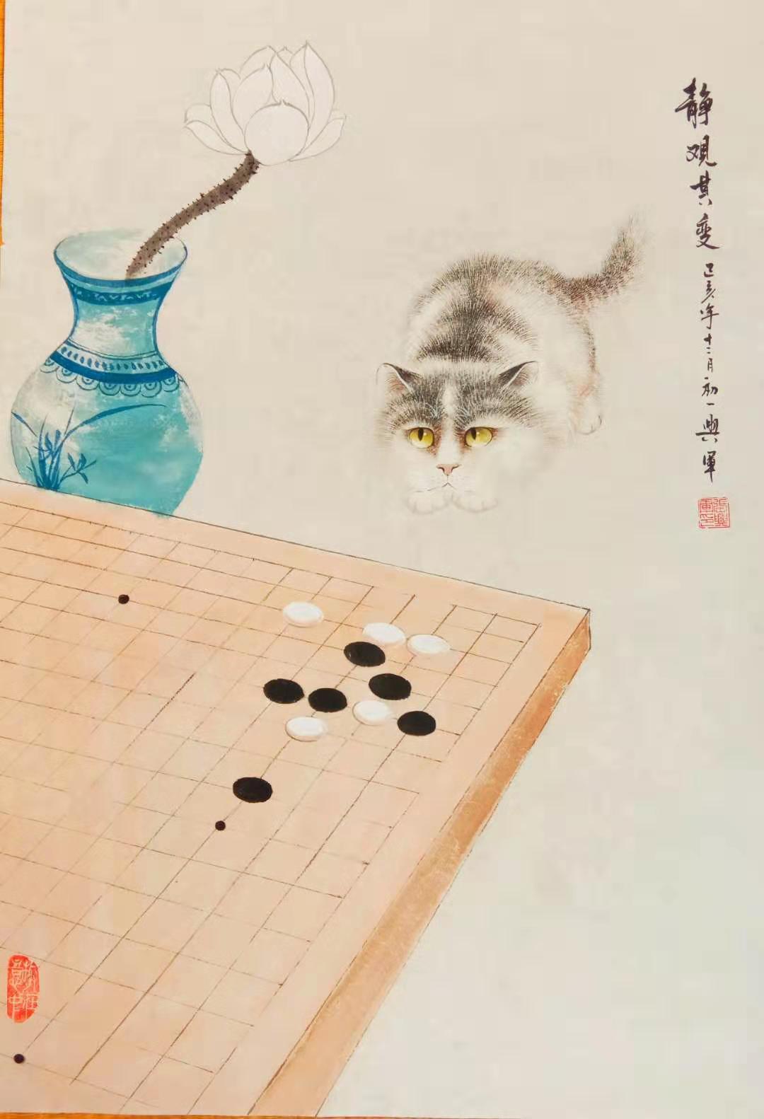 围棋国画|纯艺术|绘画|禅猫画廊 原创作品 站酷(zcool)