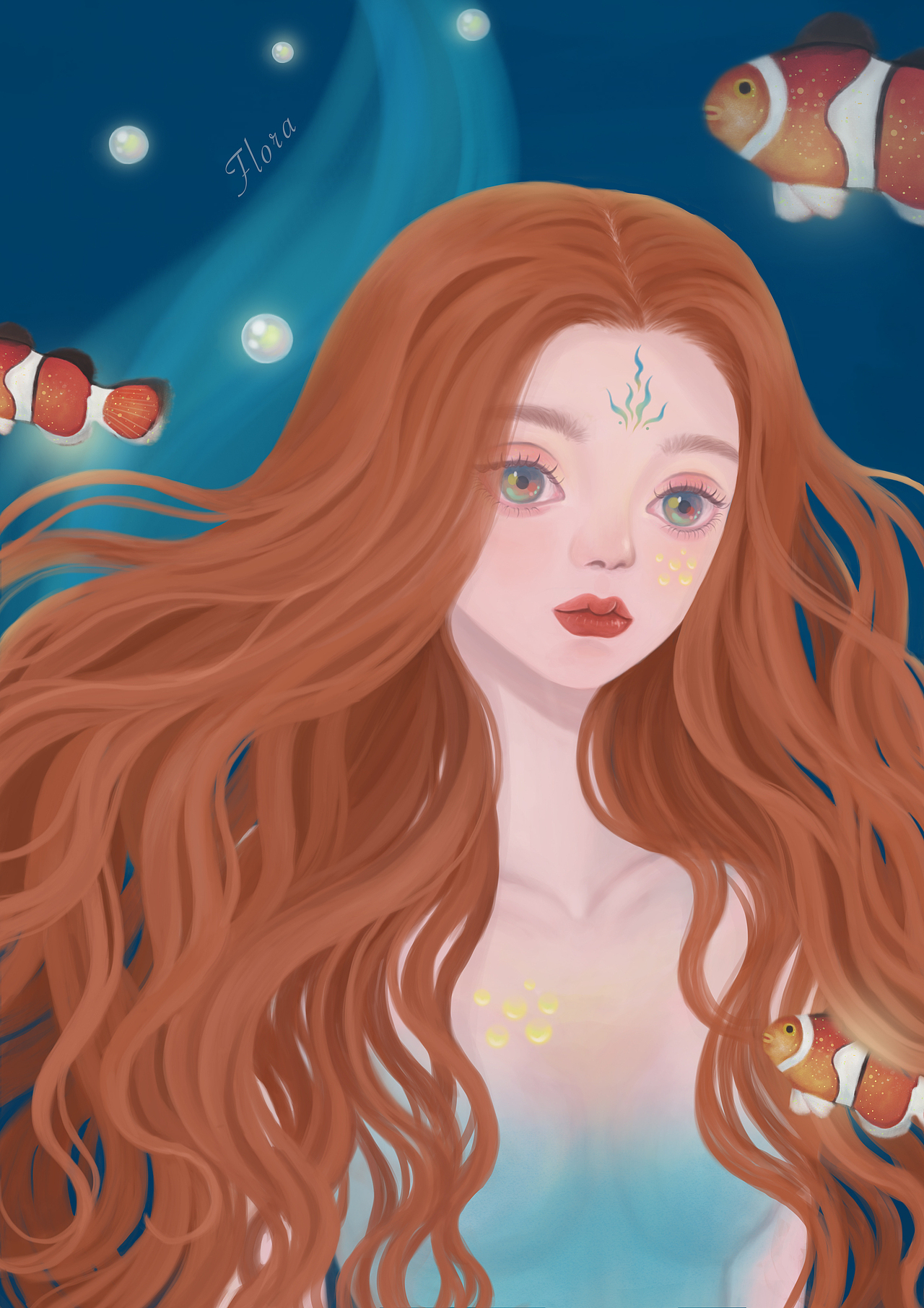 《美人鱼小姐》封面/内插|插画|商业插画|flora芳野_原创作品-站酷