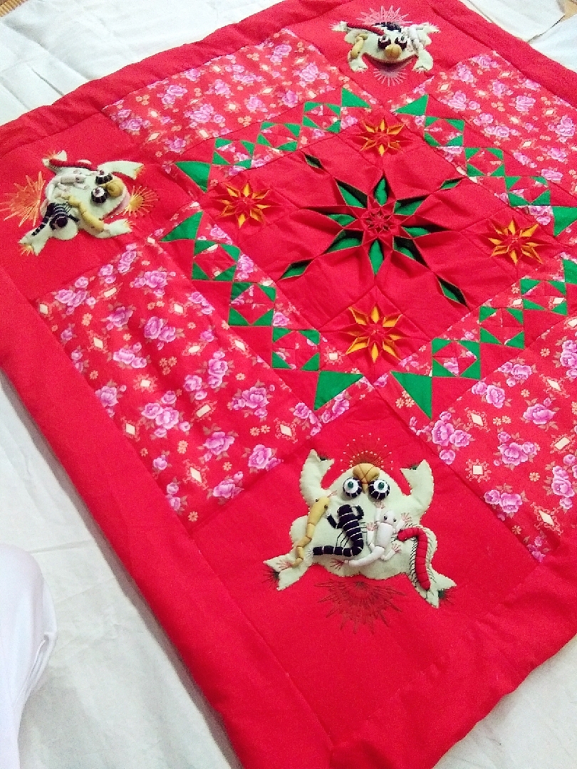 手工原创传统拼布五毒收藏婴儿包被