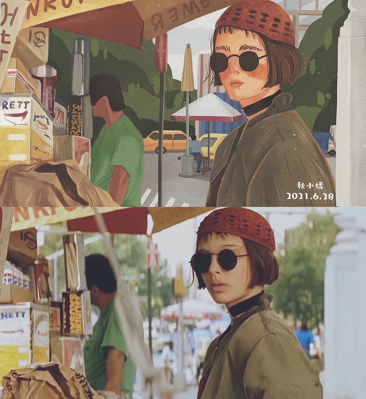 复古人物电影插画《这个杀手不太冷》