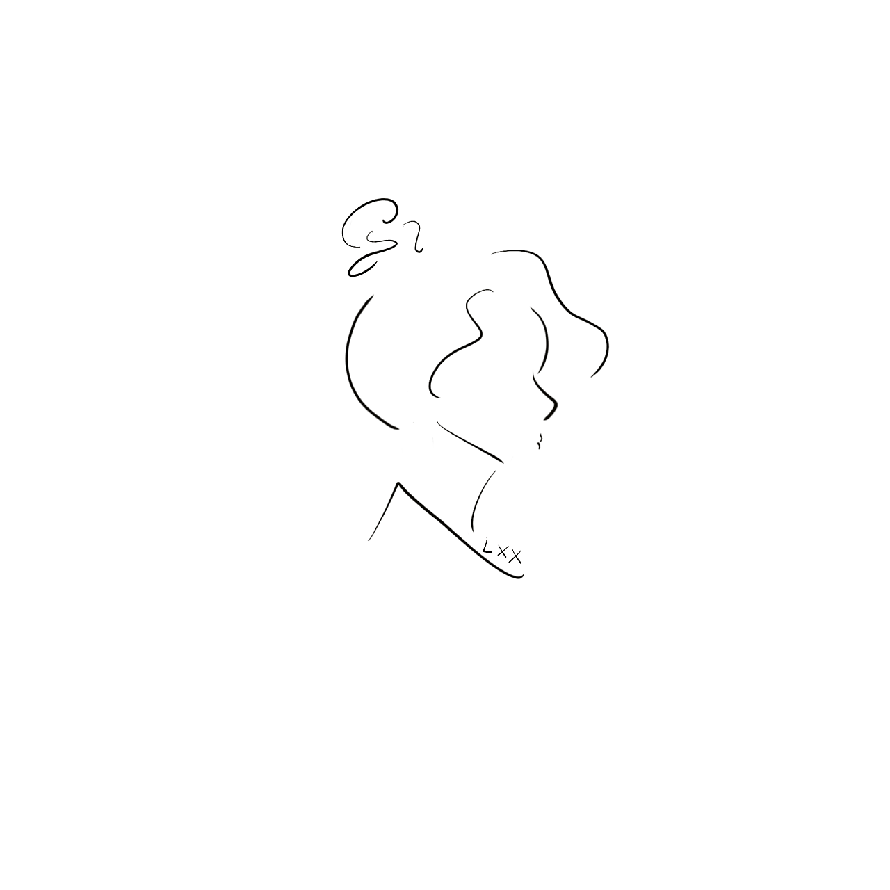 极简风抽象线条设计黑白插画简笔装饰手绘少女