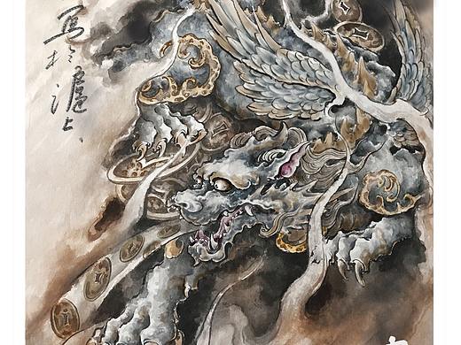 由龙作品 貔貅纹身手稿图案设计