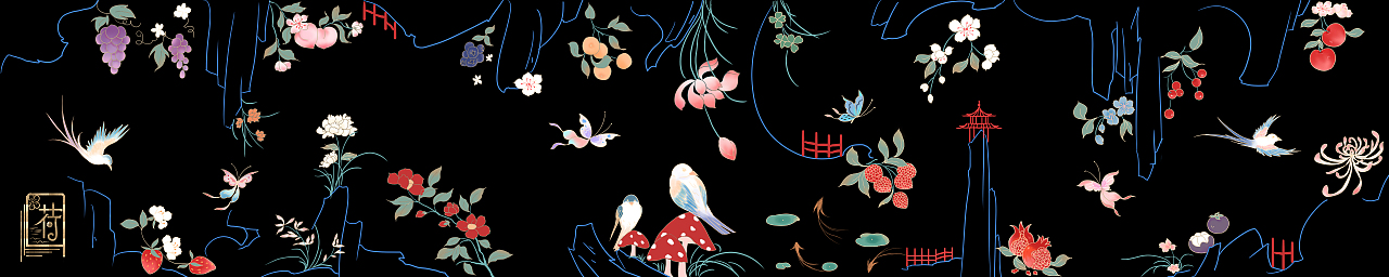 水果花鸟裙（图ZMjU1NTMyNTA0） - 创作习作 - 站酷设计师荷歌原创素材 - 站酷ZCOOL