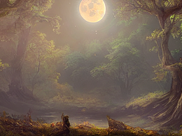 #AI創(chuàng)作實(shí)驗(yàn)室#月亮隱藏在樹林里