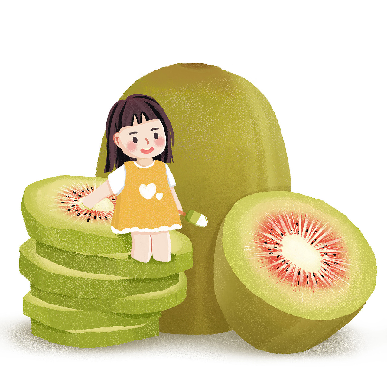 记录学插画的过程 一组水果~