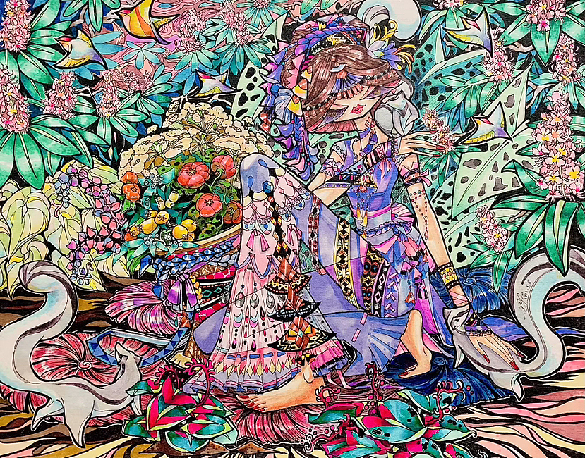 马克笔装饰画+过程（纸绘）（图ZMzQ5NDYxMjg4） - 绘画 - 站酷设计师YYZMI原创素材 - 站酷ZCOOL