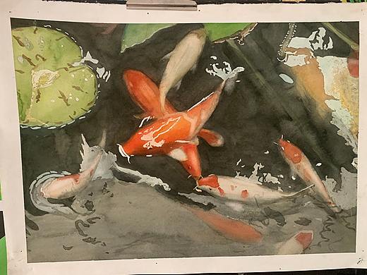水彩锦鲤