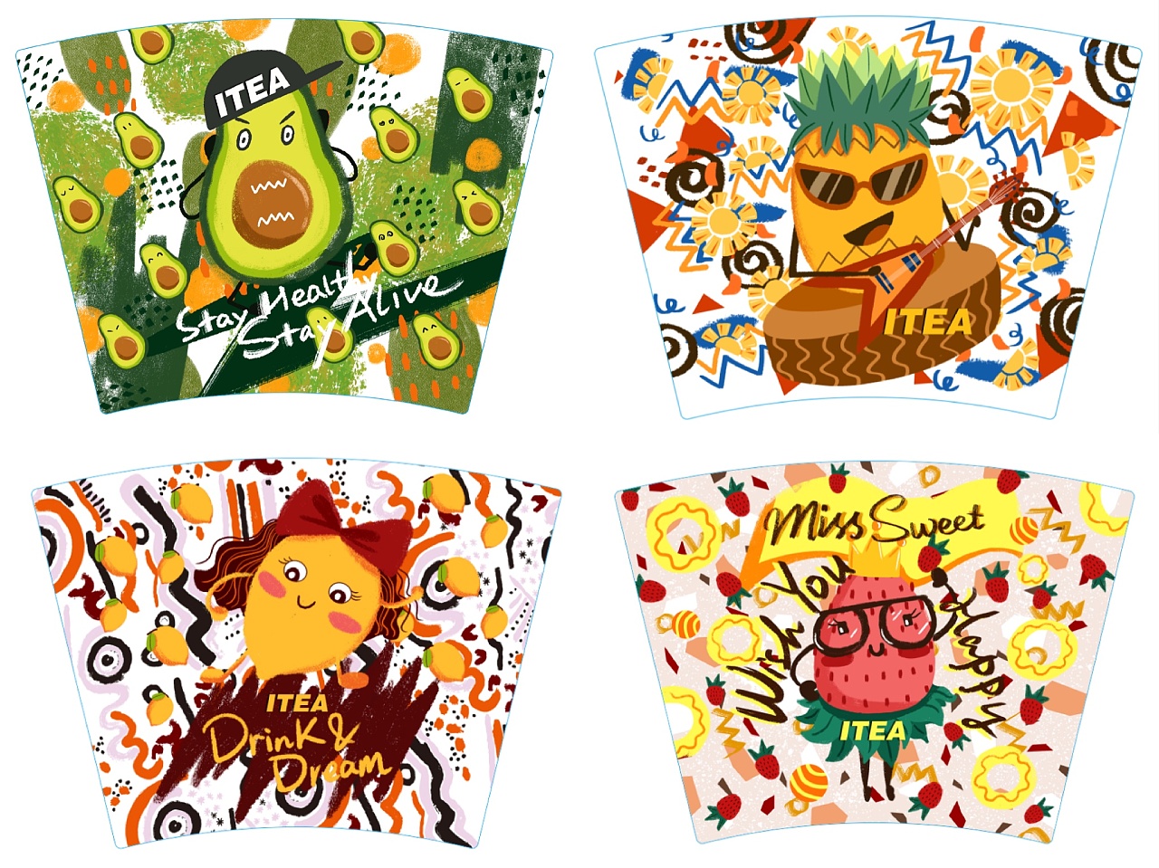 手绘奶茶包装设计|插画|商业插画|alice插画包装 - 原创作品 - 站酷