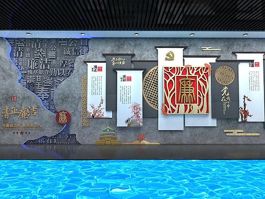 廉政反对腐败3d效果图展厅设计