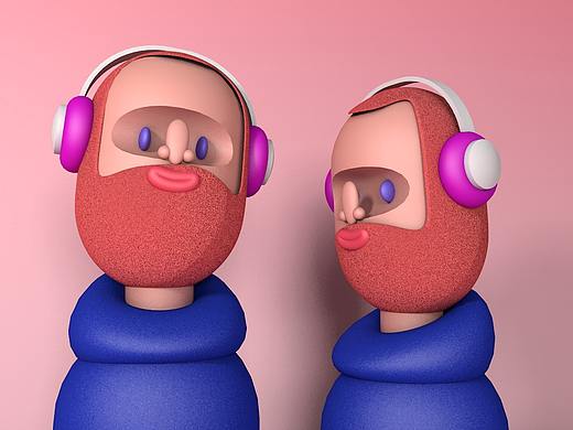 4----三维-C4D 耳机男dribbble大神