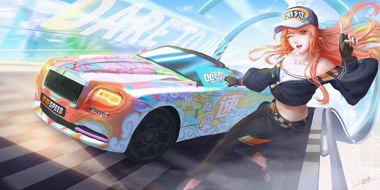 qq飞车x劳斯莱斯 天作之合|插画|商业插画|画画的黑羊羊 - 原创作品