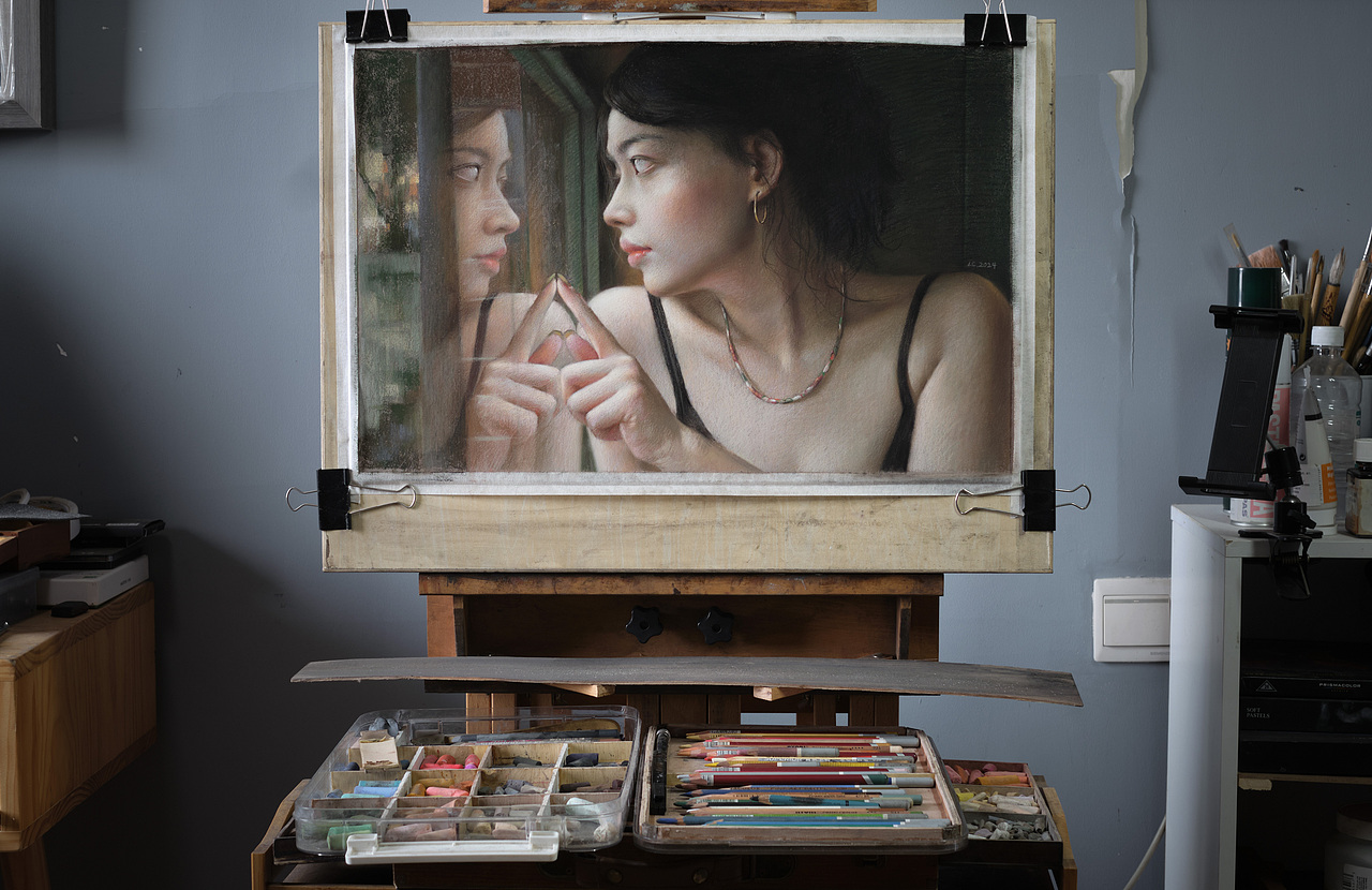 色粉畫【玻璃窗】（圖ZMzc4NDQ1NTA4） - 繪畫 - 站酷設計師李程ART原創(chuàng)素材 - 站酷ZCOOL