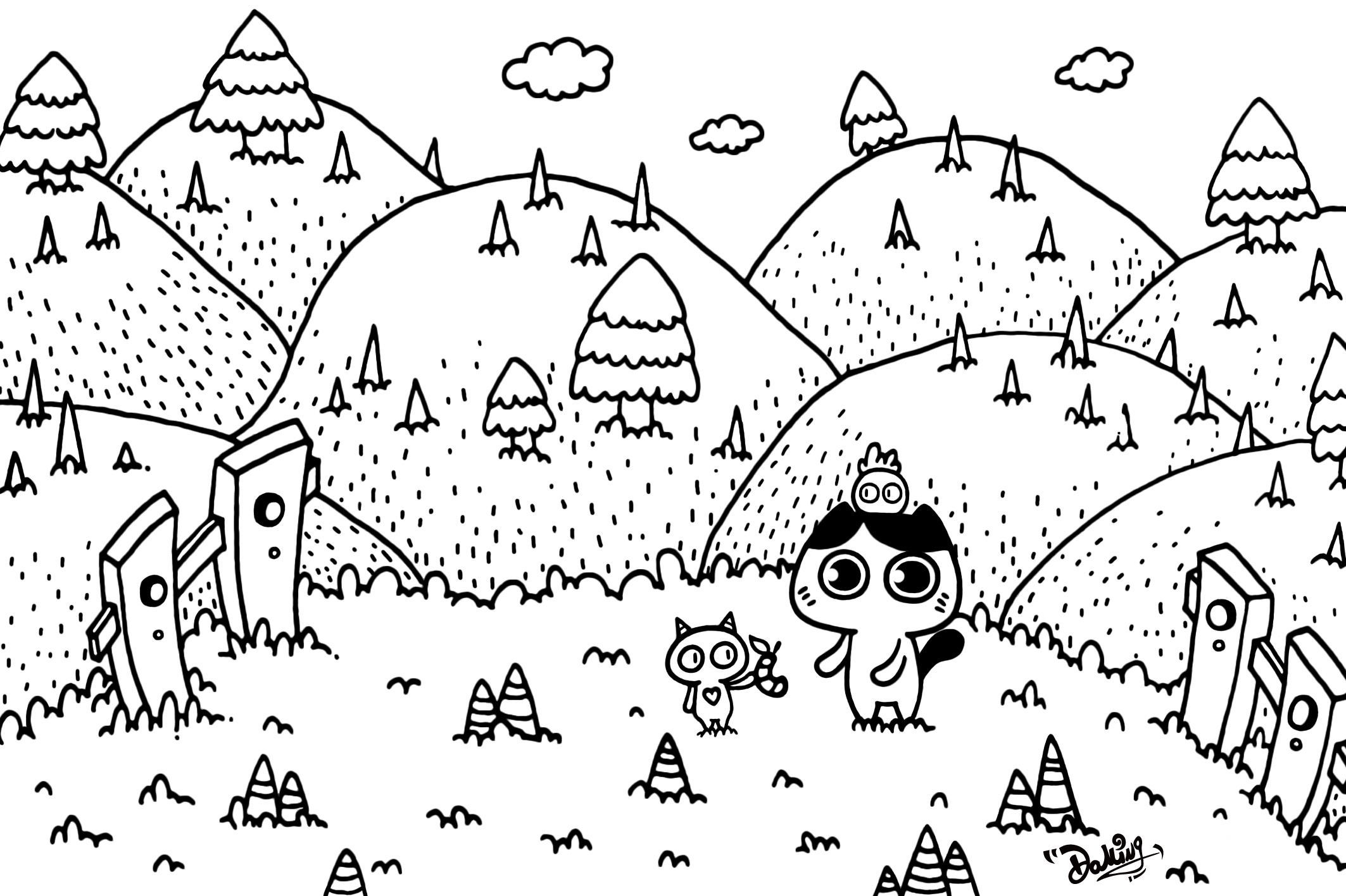 牛奶猫的奇幻旅行:魔幻森林.(黑白稿)