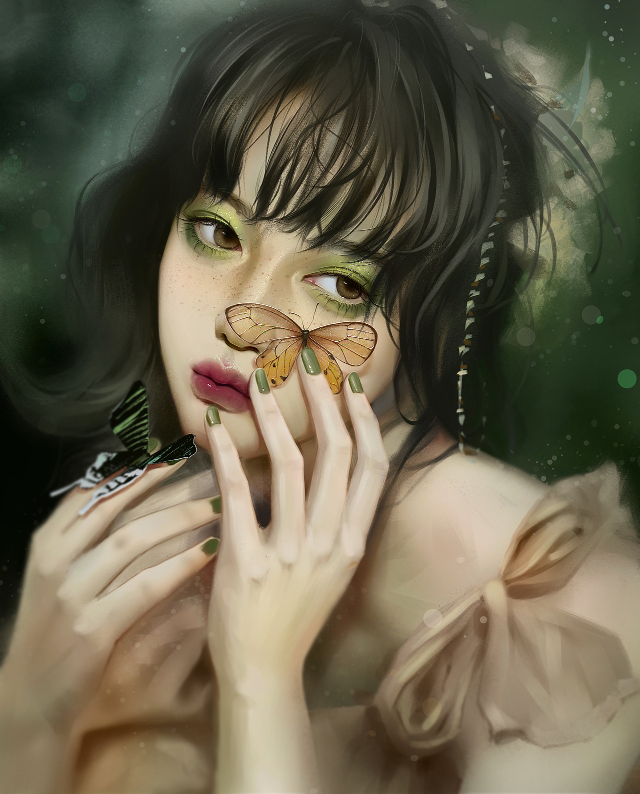 美女头像绘画步骤