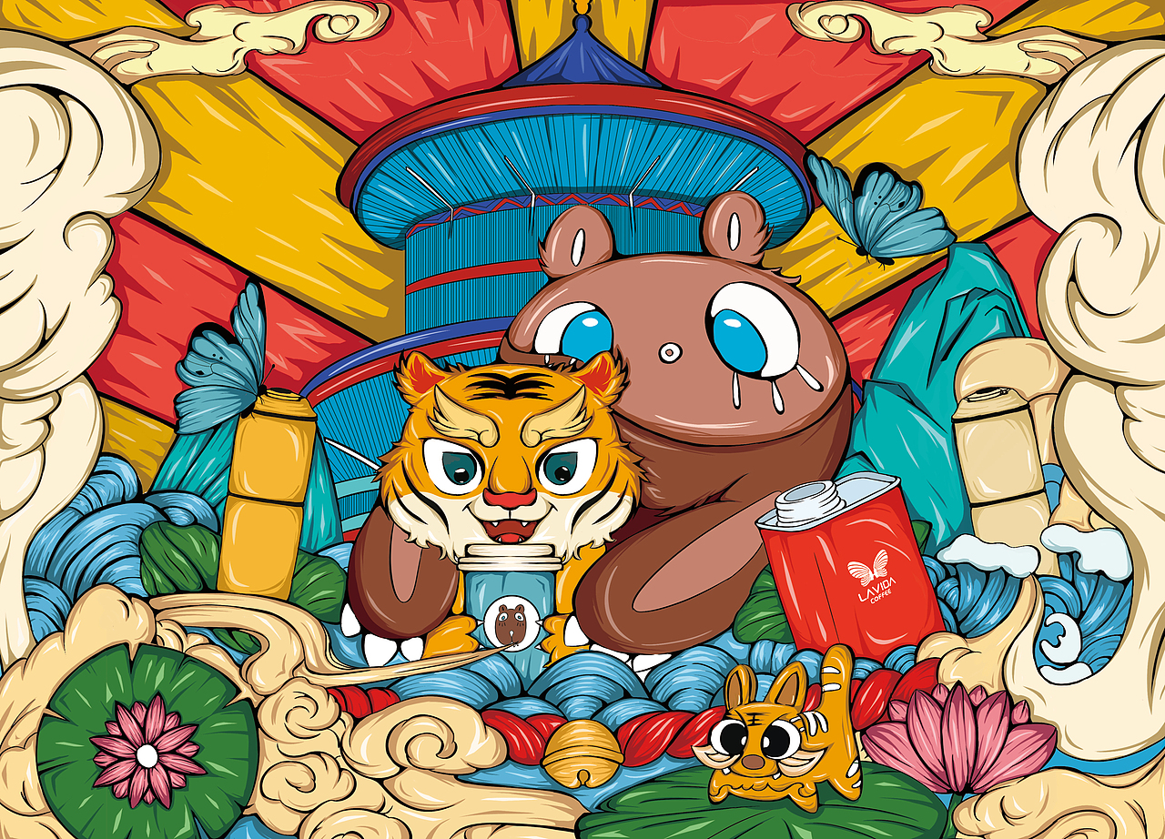 咖啡丨挂耳咖啡虎年限定礼盒包装（图ZMjkzMDE2Mzg4） - 商业插画 - 站酷设计师叮当猫的铃铛原创素材 - 站酷ZCOOL