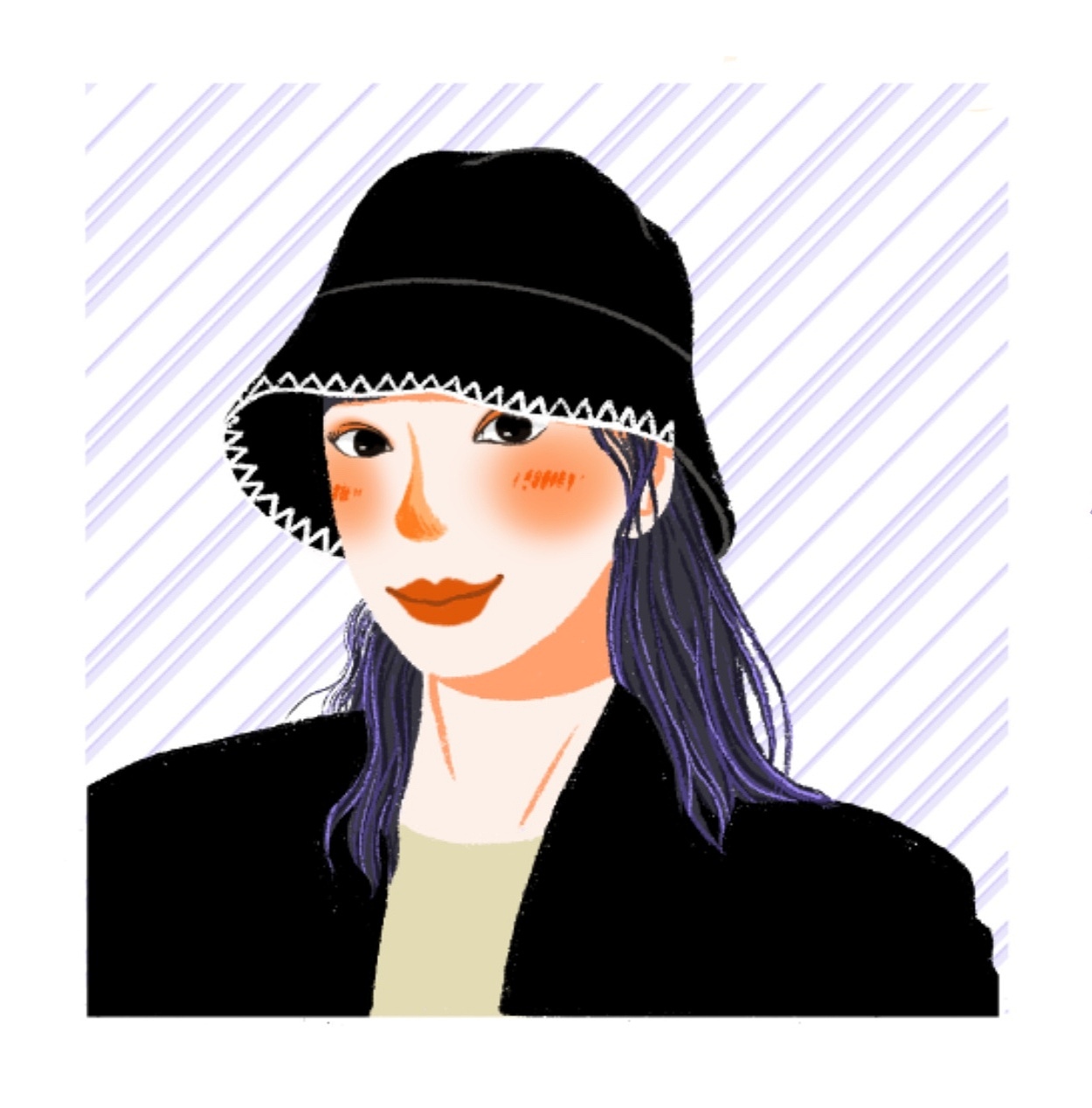 一组戴帽子头像绘画