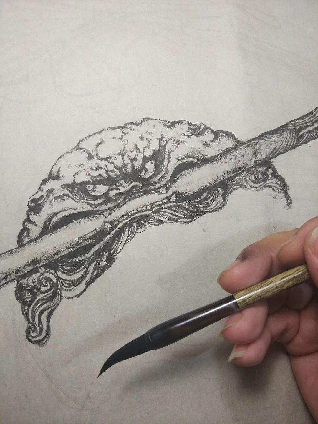 《财神止怒》明子作於己亥|纯艺术|绘画|明子水墨